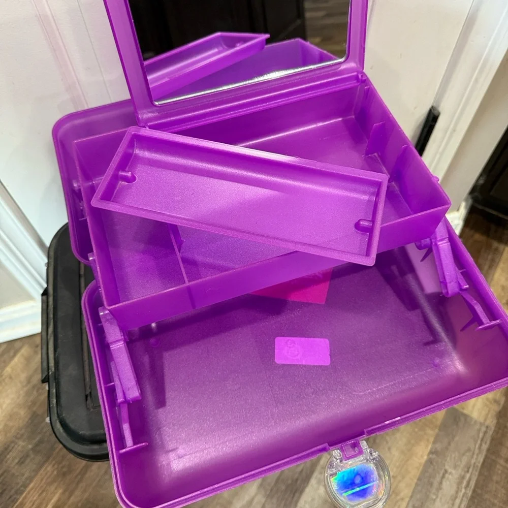 Caboodles Bold Purple Makeup Case with Mirror, NWT